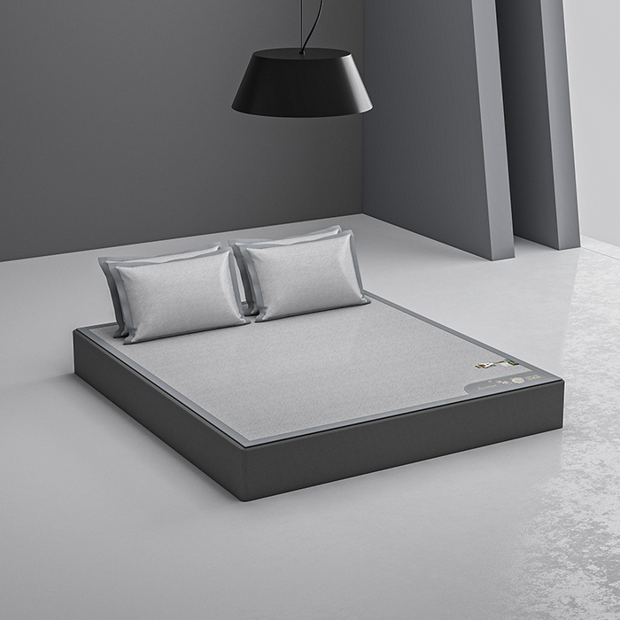 91家纺网 家纺一手货源 找家纺 小牛席业 2026新款双PE高凉感-小斜纹美丽绣球冰丝席席子凉席 灰色