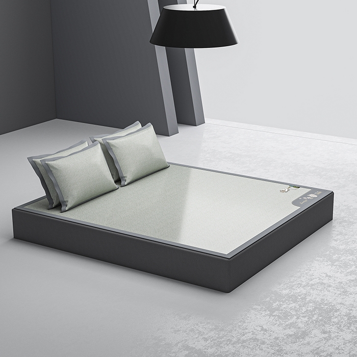 91家纺网 家纺一手货源 找家纺 小牛席业 2026新款双PE高凉感-小斜纹美丽绣球冰丝席席子凉席 绿色