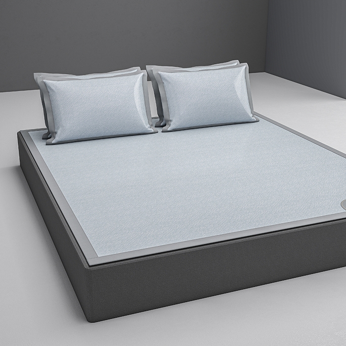 91家纺网 家纺一手货源 找家纺 小牛席业 2026新款双PE高凉感-小斜纹美丽绣球冰丝席席子凉席 蓝色