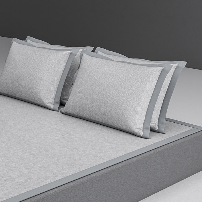 91家纺网 家纺一手货源 找家纺 小牛席业 2026新款双PE高凉感-小斜纹美丽绣球冰丝席席子凉席 灰色