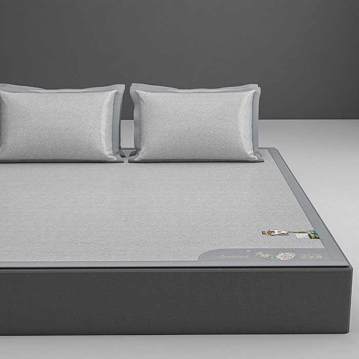 91家纺网 家纺一手货源 找家纺 小牛席业 2026新款双PE高凉感-小斜纹美丽绣球冰丝席席子凉席 灰色