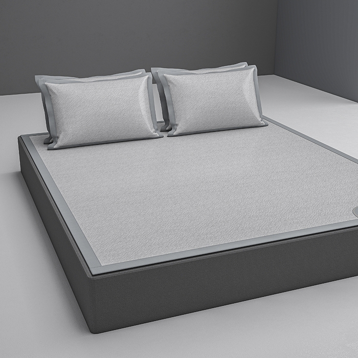 91家纺网 家纺一手货源 找家纺 小牛席业 2026新款双PE高凉感-小斜纹美丽绣球冰丝席席子凉席 灰色