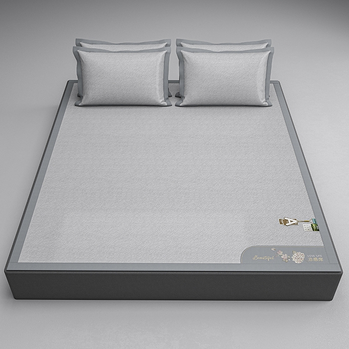 91家纺网 家纺一手货源 找家纺 小牛席业 2026新款双PE高凉感-小斜纹美丽绣球冰丝席席子凉席 灰色