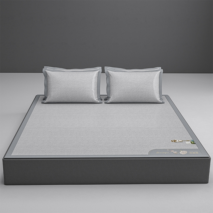 91家纺网 家纺一手货源 找家纺 小牛席业 2026新款双PE高凉感-小斜纹美丽绣球冰丝席席子凉席 灰色