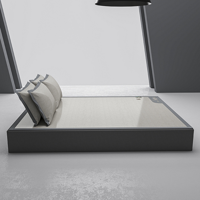 91家纺网 家纺一手货源 找家纺 小牛席业 2026新款双PE高凉感-小斜纹美丽绣球冰丝席席子凉席 香槟