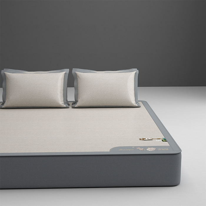 91家纺网 家纺一手货源 找家纺 （总）小牛席业 2026新款双PE高凉感-小斜纹美丽绣球冰丝席席子凉席-床笠款