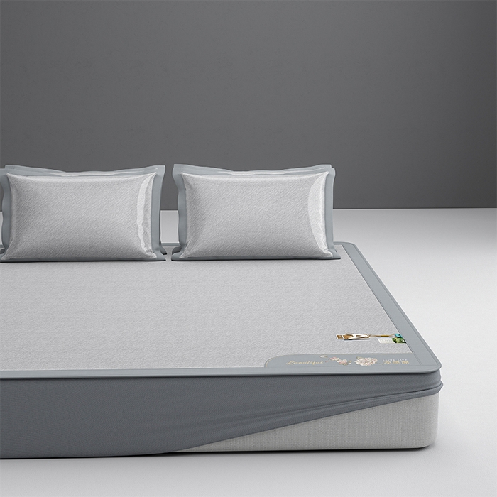 91家纺网 家纺一手货源 找家纺 （总）小牛席业 2026新款双PE高凉感-小斜纹美丽绣球冰丝席席子凉席-床笠款