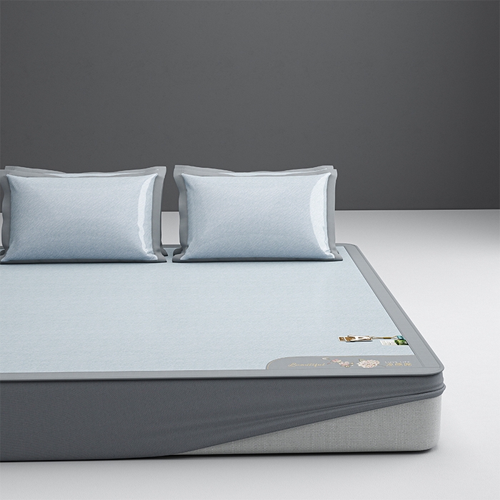 91家纺网 家纺一手货源 找家纺 （总）小牛席业 2026新款双PE高凉感-小斜纹美丽绣球冰丝席席子凉席-床笠款