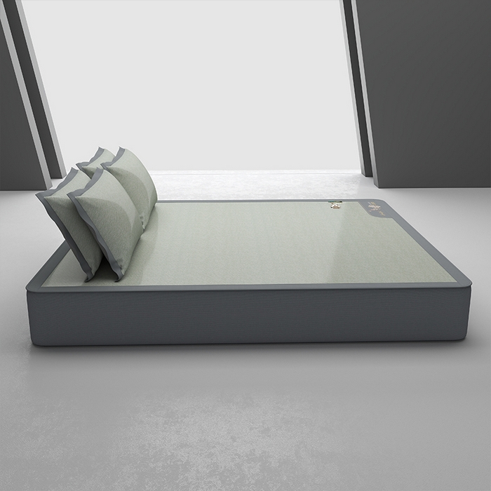 91家纺网 家纺一手货源 找家纺 小牛席业 2026新款双PE高凉感-小斜纹美丽绣球冰丝席席子凉席-床笠款 绿色