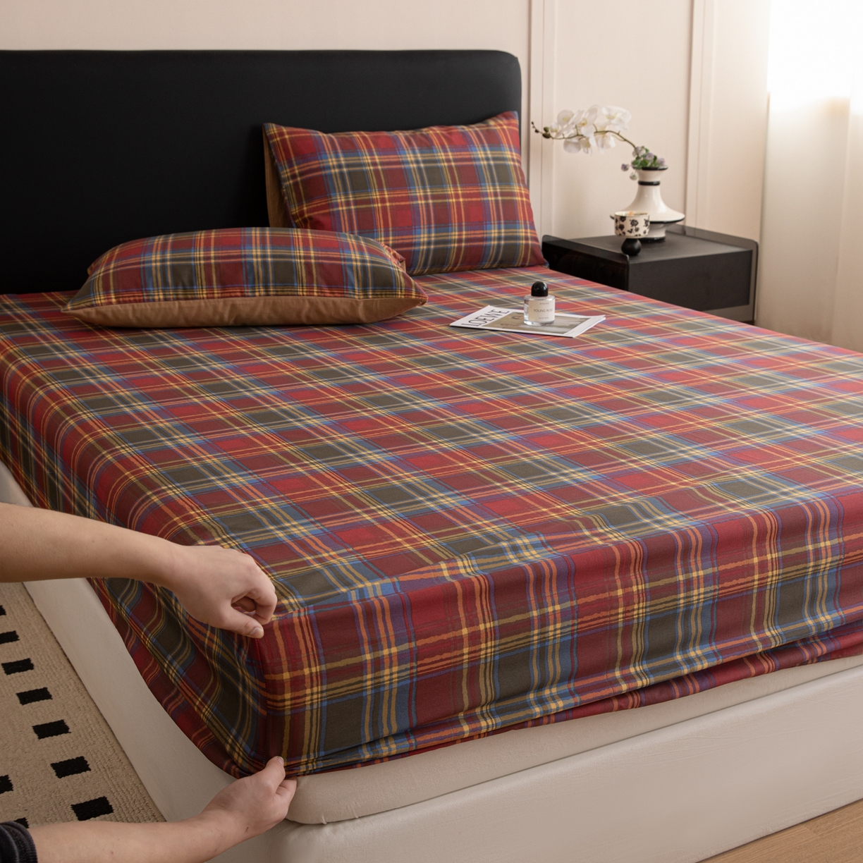 91家纺网 家纺一手货源 找家纺 （总）简宜家居（朝初家纺） 2026新款40支13070全棉简约格子系列A版床笠