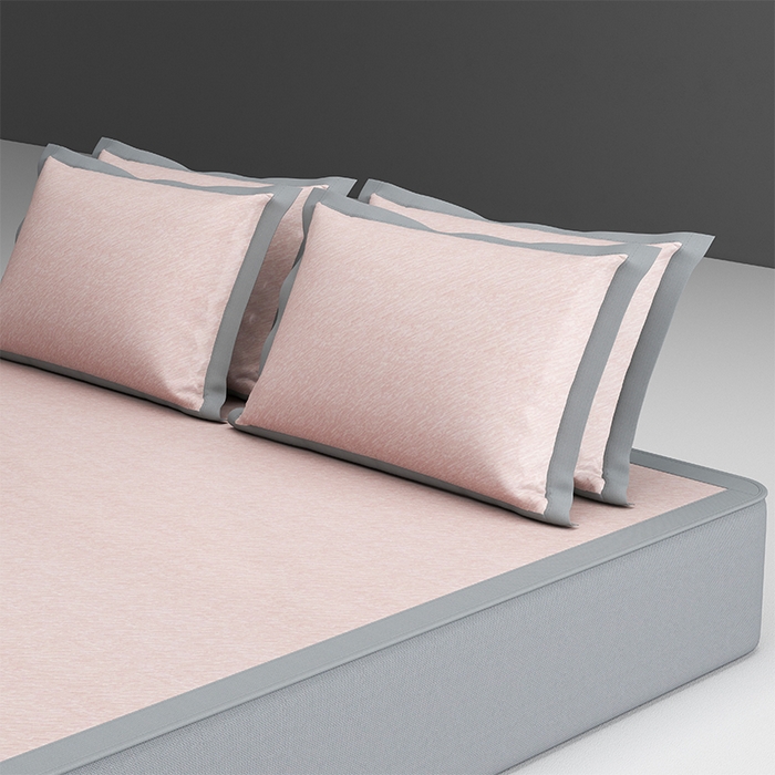 91家纺网 家纺一手货源 找家纺 小牛席业 2026新款双PE高凉感-小斜纹美丽绣球冰丝席席子凉席-床笠款 粉色