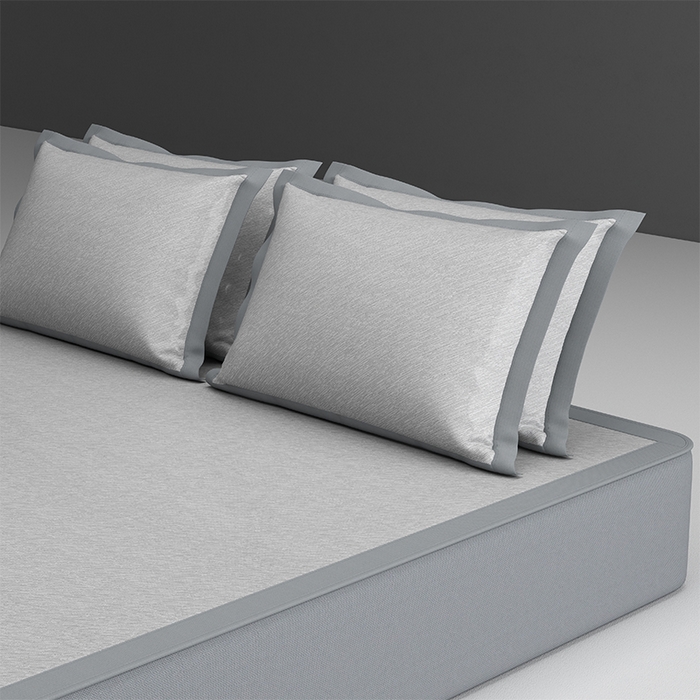 91家纺网 家纺一手货源 找家纺 小牛席业 2026新款双PE高凉感-小斜纹美丽绣球冰丝席席子凉席-床笠款 灰色