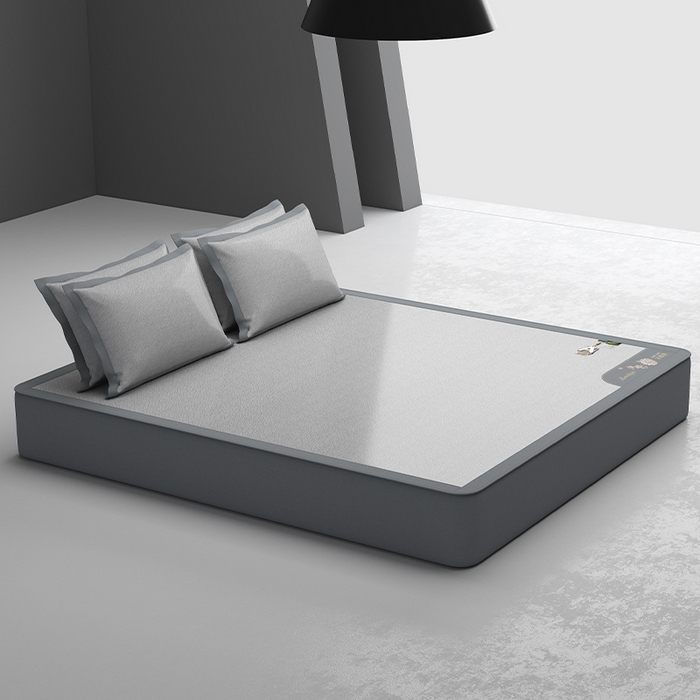 91家纺网 家纺一手货源 找家纺 小牛席业 2026新款双PE高凉感-小斜纹美丽绣球冰丝席席子凉席-床笠款 灰色