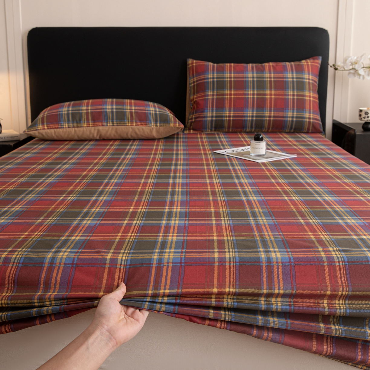 91家纺网 家纺一手货源 找家纺 （总）简宜家居（朝初家纺） 2026新款40支13070全棉简约格子系列A版床笠