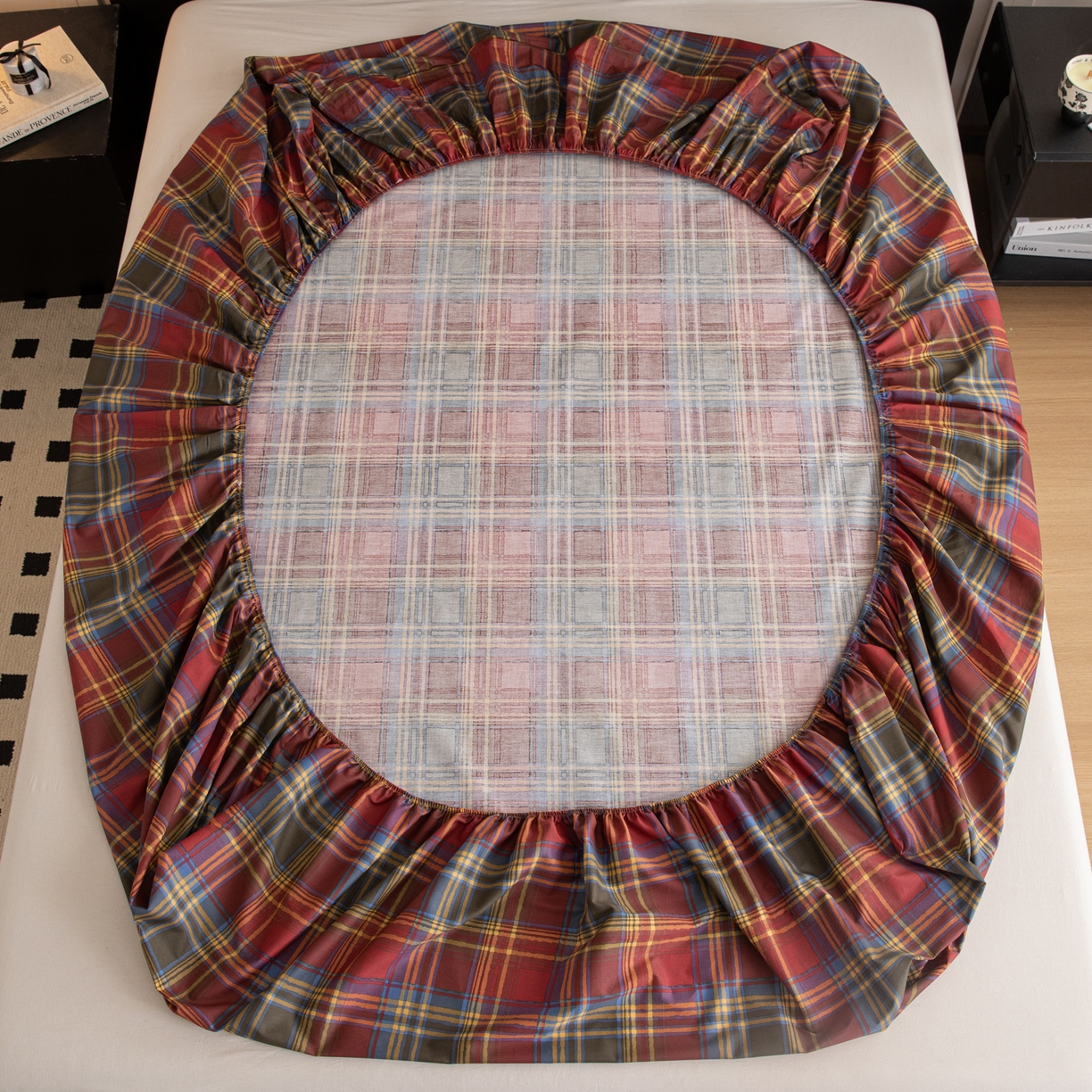 91家纺网 家纺一手货源 找家纺 （总）简宜家居（朝初家纺） 2026新款40支13070全棉简约格子系列A版床笠