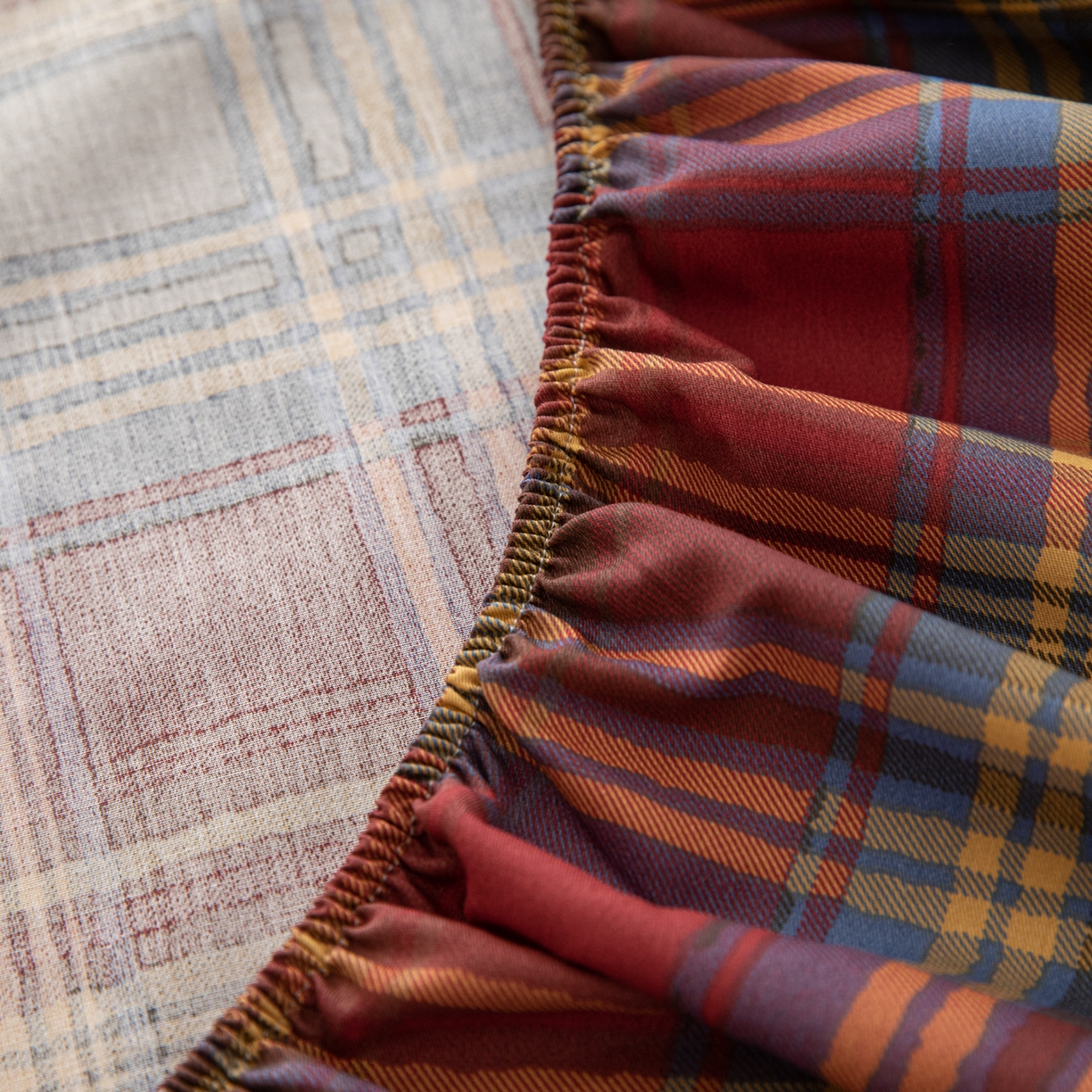 91家纺网 家纺一手货源 找家纺 （总）简宜家居（朝初家纺） 2026新款40支13070全棉简约格子系列A版床笠