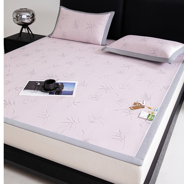 91家纺网 家纺一手货源 找家纺 小牛席业 2026新款全PE柳烟冰丝席凉席席子 粉色