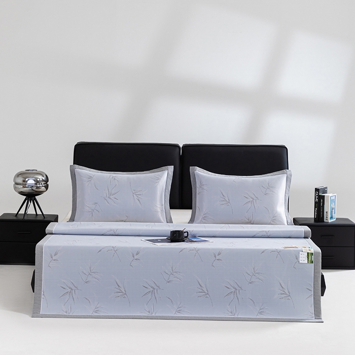 91家纺网 家纺一手货源 找家纺 小牛席业 2026新款全PE柳烟冰丝席凉席席子 蓝色