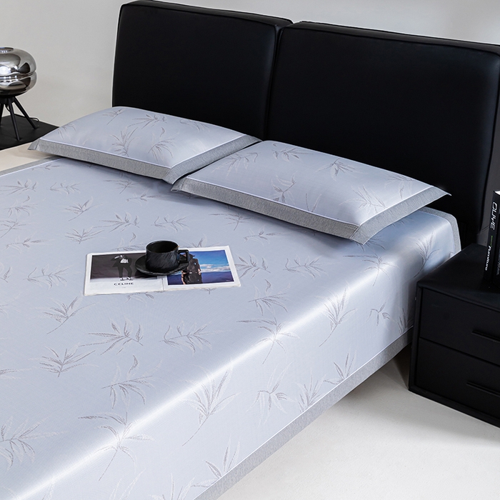 91家纺网 家纺一手货源 找家纺 小牛席业 2026新款全PE柳烟冰丝席凉席席子 蓝色