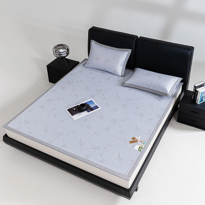 91家纺网 家纺一手货源 找家纺 小牛席业 2026新款全PE柳烟冰丝席凉席席子 蓝色