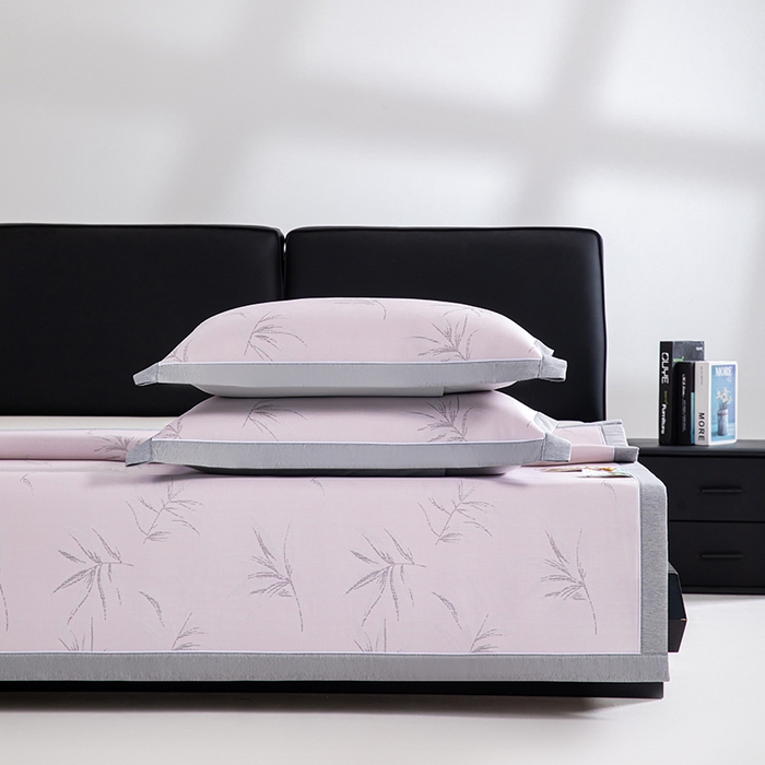 91家纺网 家纺一手货源 找家纺 小牛席业 2026新款全PE柳烟冰丝席凉席席子 粉色