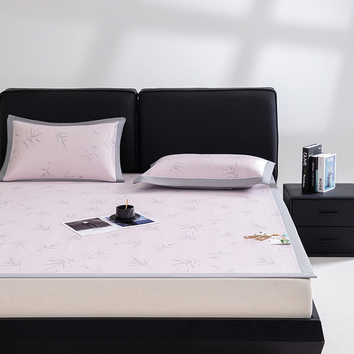 91家纺网 家纺一手货源 找家纺 小牛席业 2026新款全PE柳烟冰丝席凉席席子 粉色