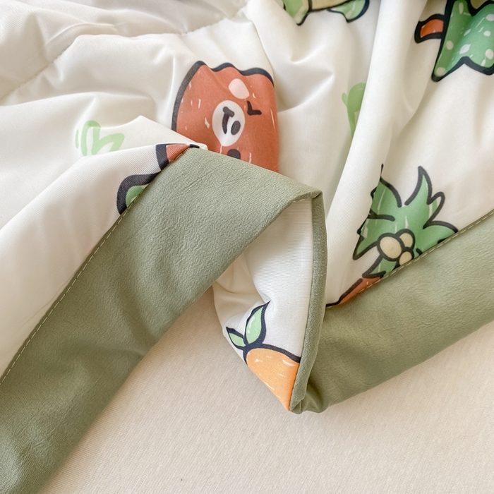 91家纺网 家纺一手货源 找家纺 帕拉美拉 2026新款A类印花冰凉丝凉感丝手包大宽边夏被 动物乐园