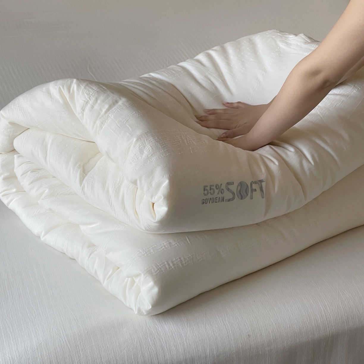 91家纺网 家纺一手货源 找家纺 （总）佳汐蓝家纺 2026新款55有机全棉提花大豆被被子被芯