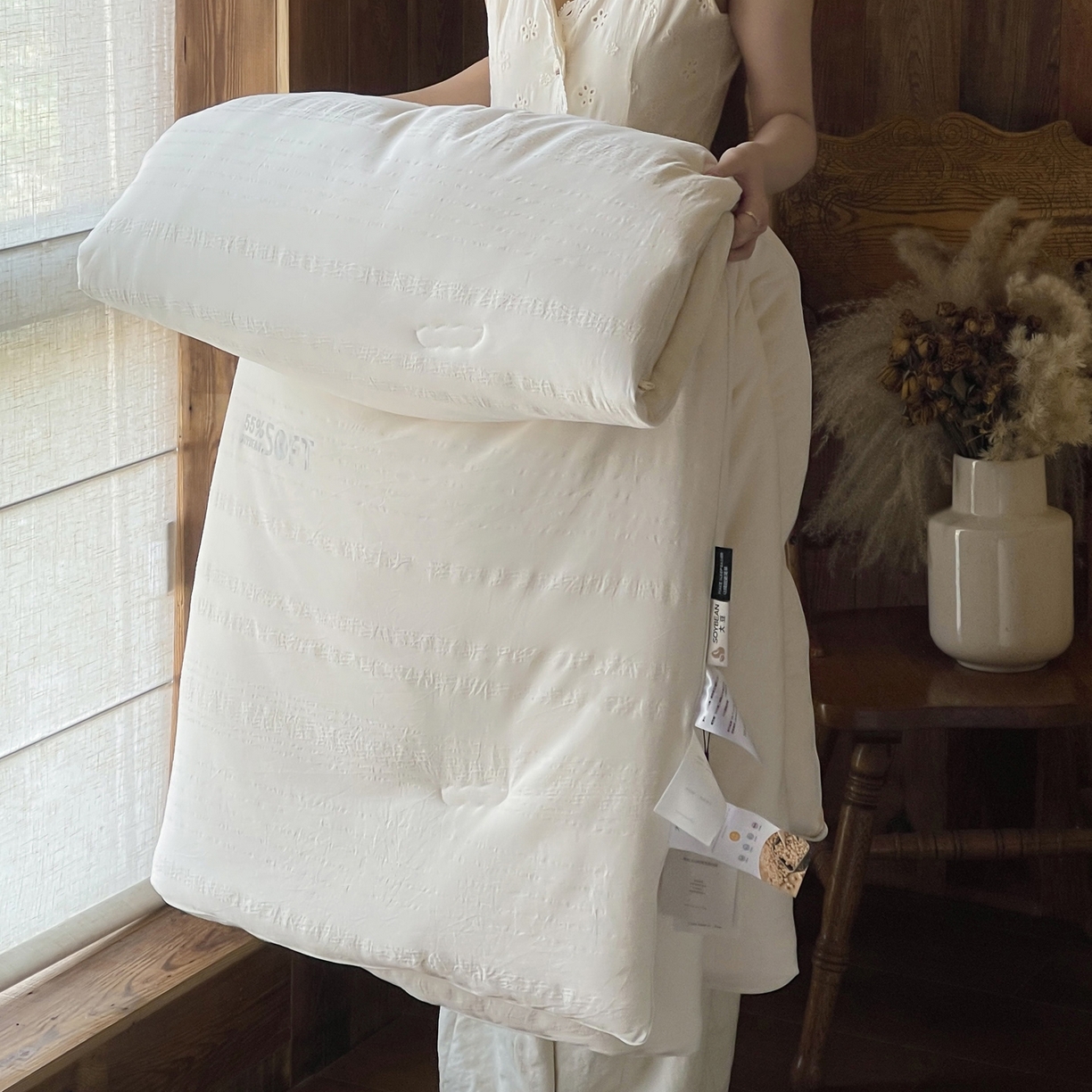 91家纺网 家纺一手货源 找家纺 （总）佳汐蓝家纺 2026新款55有机全棉提花大豆被被子被芯