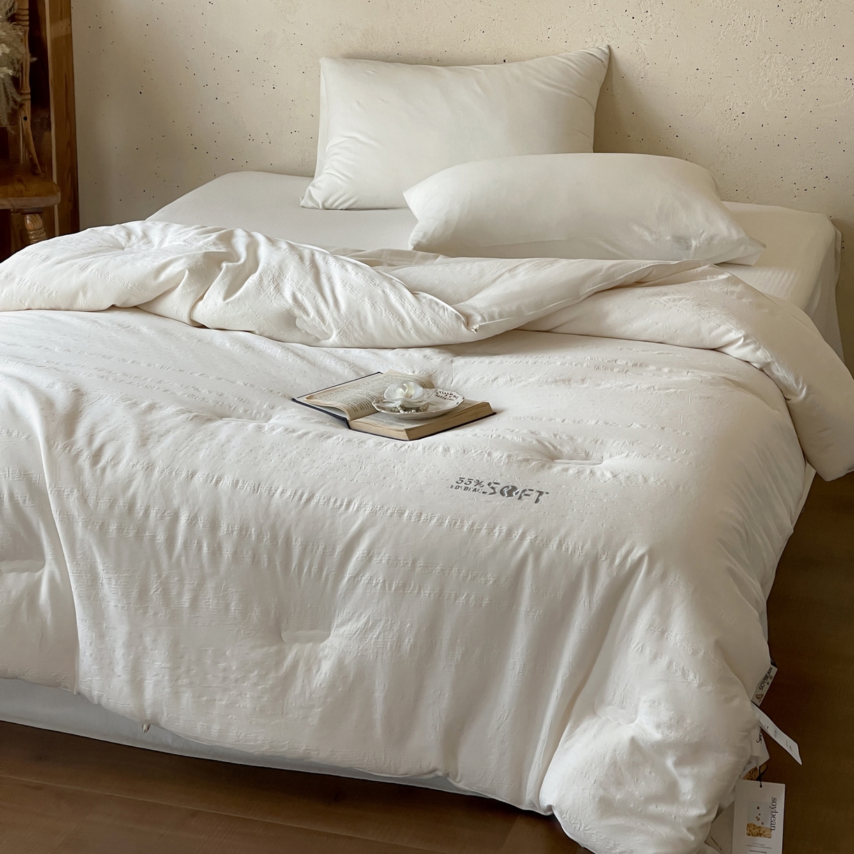 91家纺网 家纺一手货源 找家纺 （总）佳汐蓝家纺 2026新款55有机全棉提花大豆被被子被芯