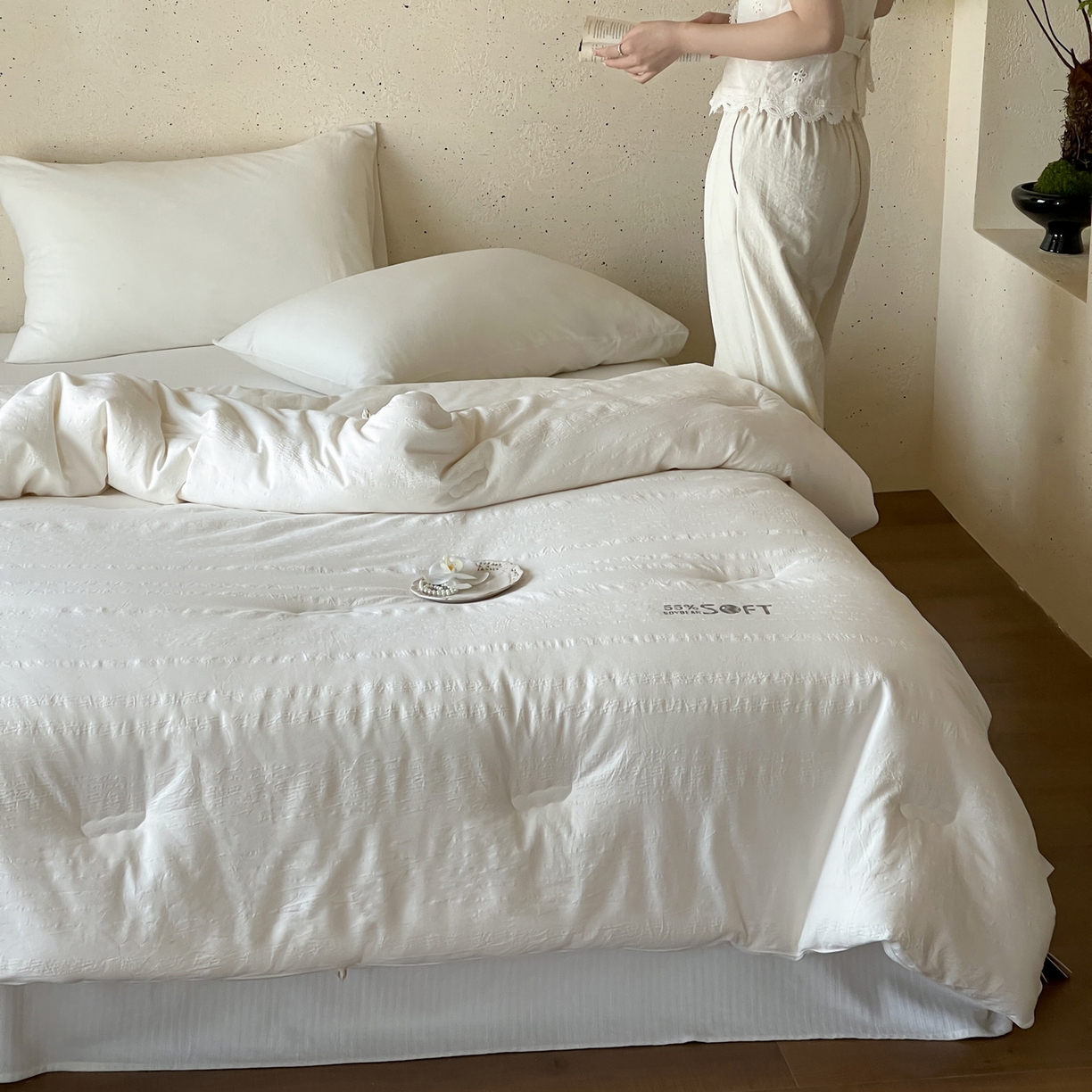 91家纺网 家纺一手货源 找家纺 （总）佳汐蓝家纺 2026新款55有机全棉提花大豆被被子被芯