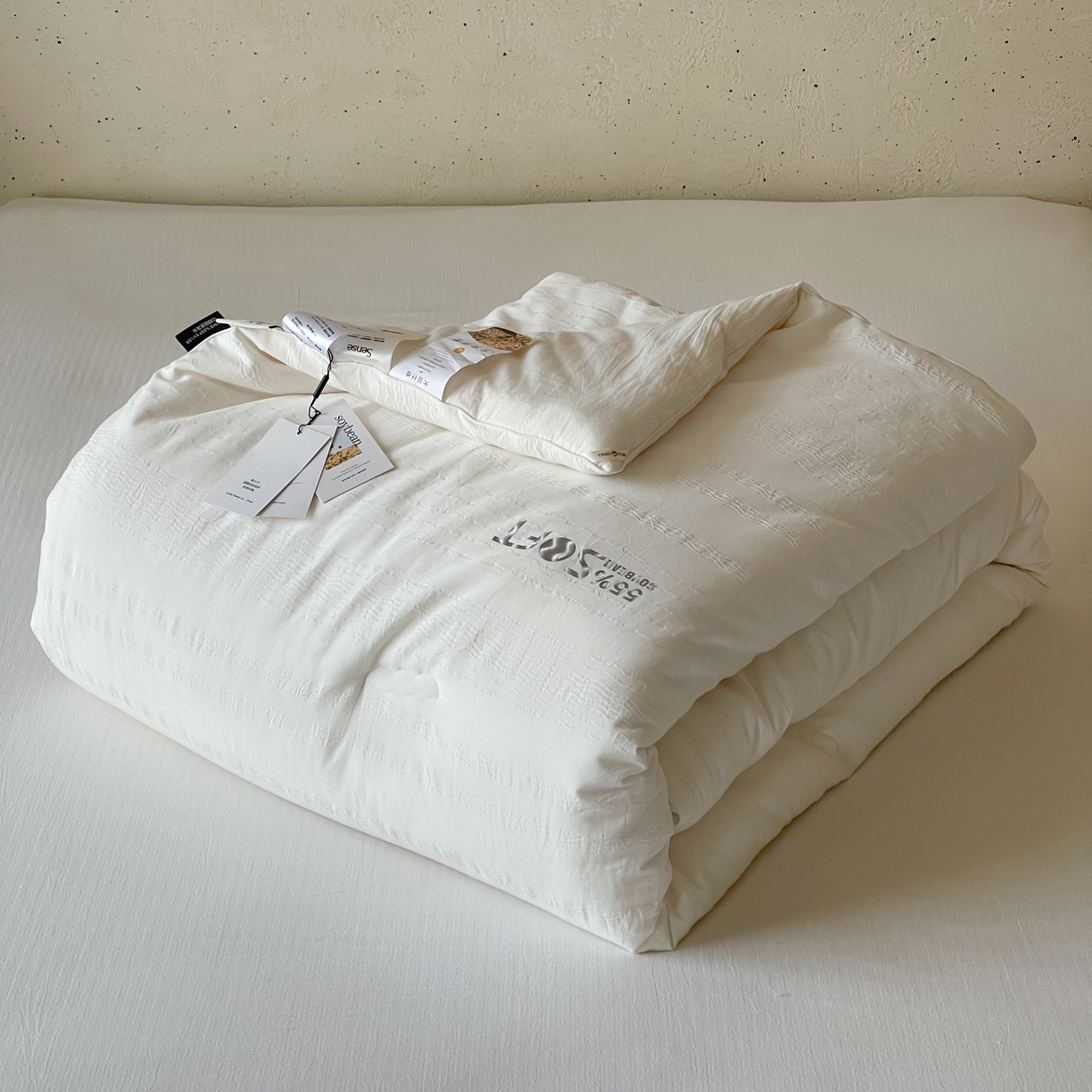 91家纺网 家纺一手货源 找家纺 （总）佳汐蓝家纺 2026新款55有机全棉提花大豆被被子被芯