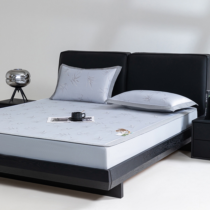 91家纺网 家纺一手货源 找家纺 小牛席业 2026新款全PE柳烟冰丝凉席席子（床笠款） 蓝色