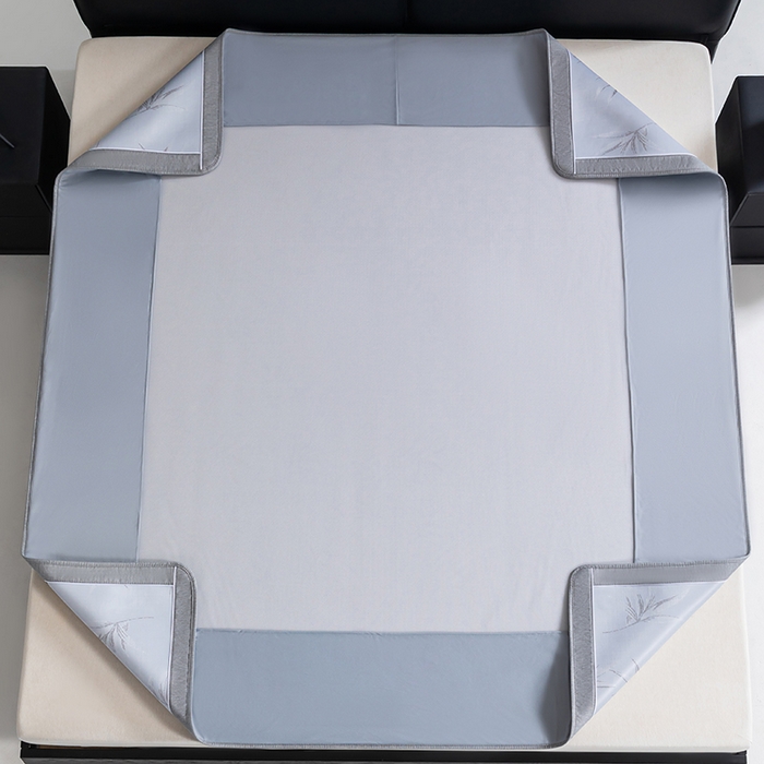 91家纺网 家纺一手货源 找家纺 小牛席业 2026新款全PE柳烟冰丝凉席席子（床笠款） 蓝色