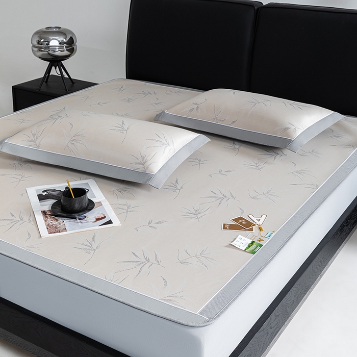 91家纺网 家纺一手货源 找家纺 小牛席业 2026新款全PE柳烟冰丝凉席席子（床笠款） 香槟