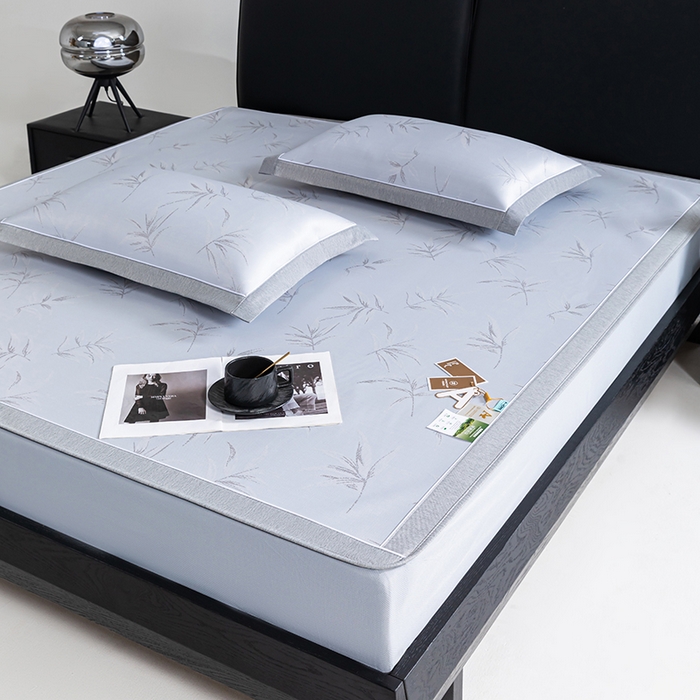 91家纺网 家纺一手货源 找家纺 小牛席业 2026新款全PE柳烟冰丝凉席席子（床笠款） 蓝色