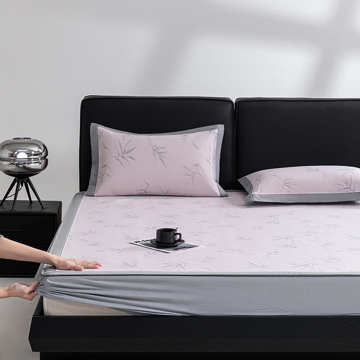 91家纺网 家纺一手货源 找家纺 小牛席业 2026新款全PE柳烟冰丝凉席席子（床笠款） 粉色