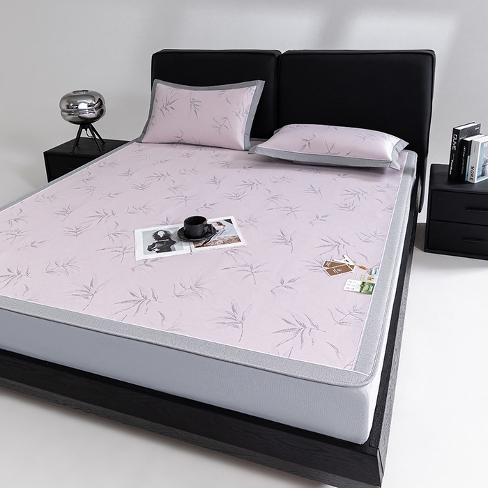 小牛席业 2026新款全PE柳烟冰丝凉席席子（床笠款） 粉色