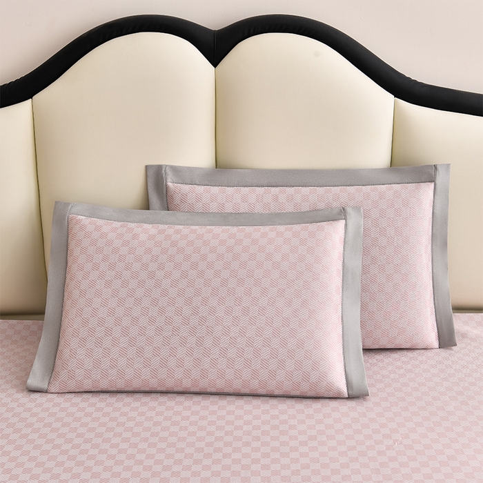 91家纺网 家纺一手货源 找家纺 小牛席业 2026新款亲肤舒适棋盘格-熊猫冰丝席席子凉席 棋盘格-熊猫冰丝席-粉色