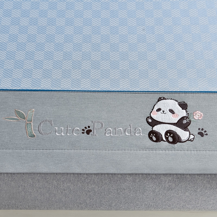 91家纺网 家纺一手货源 找家纺 小牛席业 2026新款亲肤舒适棋盘格-熊猫冰丝席席子凉席 棋盘格-熊猫冰丝席-浅蓝