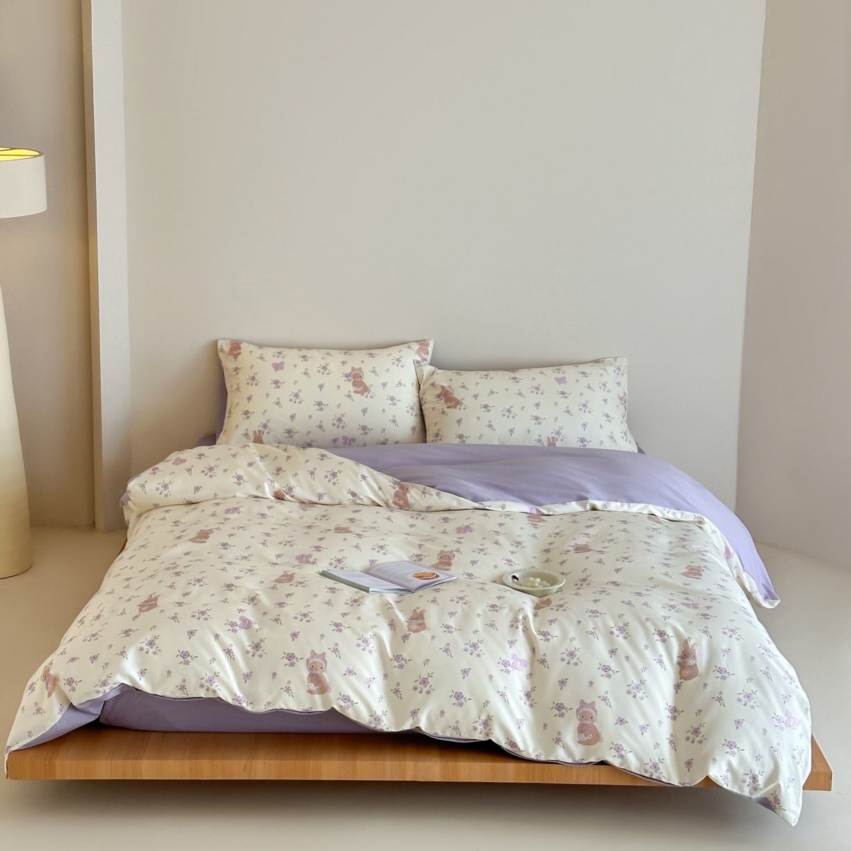 91家纺网 家纺一手货源 找家纺 桃喜 2026春夏新款ins风60支长绒棉纯棉四件套 （会员-5）严格控价 券后不低于159/179 鸢尾花兔兔