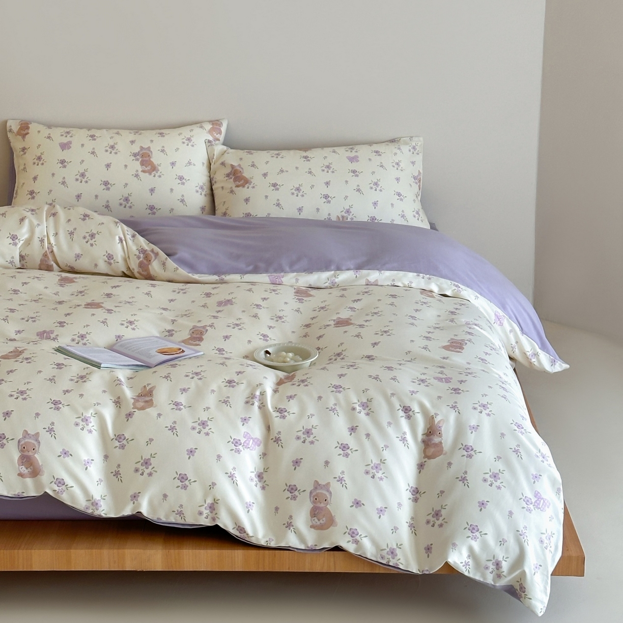 91家纺网 家纺一手货源 找家纺 桃喜 2026春夏新款ins风60支长绒棉纯棉四件套 （会员-5）严格控价 券后不低于159/179 鸢尾花兔兔