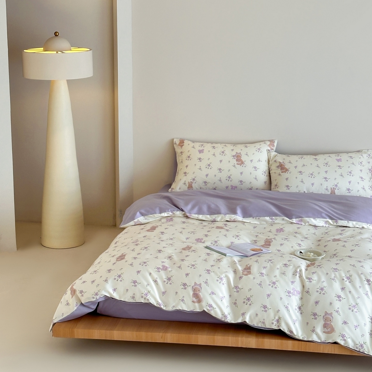 91家纺网 家纺一手货源 找家纺 桃喜 2026春夏新款ins风60支长绒棉纯棉四件套 （会员-5）严格控价 券后不低于159/179 鸢尾花兔兔