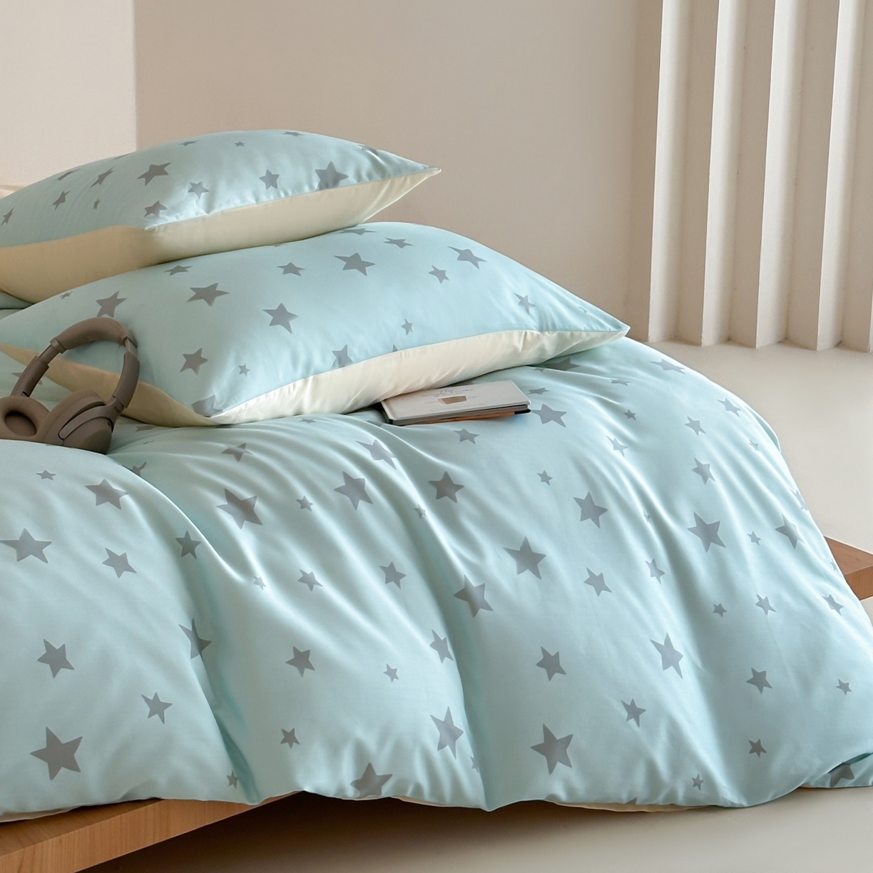 91家纺网 家纺一手货源 找家纺 桃喜 2026春夏新款ins风60支长绒棉纯棉四件套 （会员-5）严格控价 券后不低于159/179 海盐星星