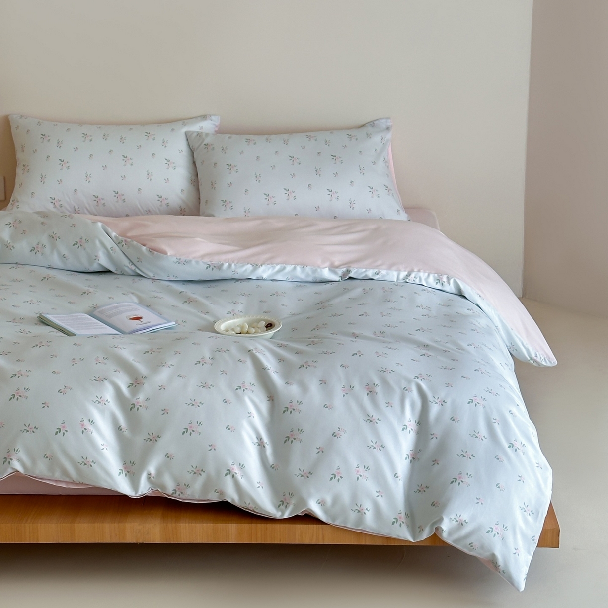 91家纺网 家纺一手货源 找家纺 桃喜 2026春夏新款ins风60支长绒棉纯棉四件套 （会员-5）严格控价 券后不低于159/179 蓝瓷碎花