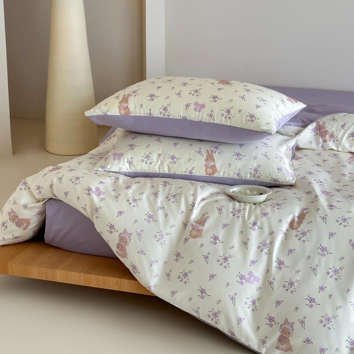 91家纺网 家纺一手货源 找家纺 桃喜 2026春夏新款ins风60支长绒棉纯棉四件套 （会员-5）严格控价 券后不低于159/179 鸢尾花兔兔