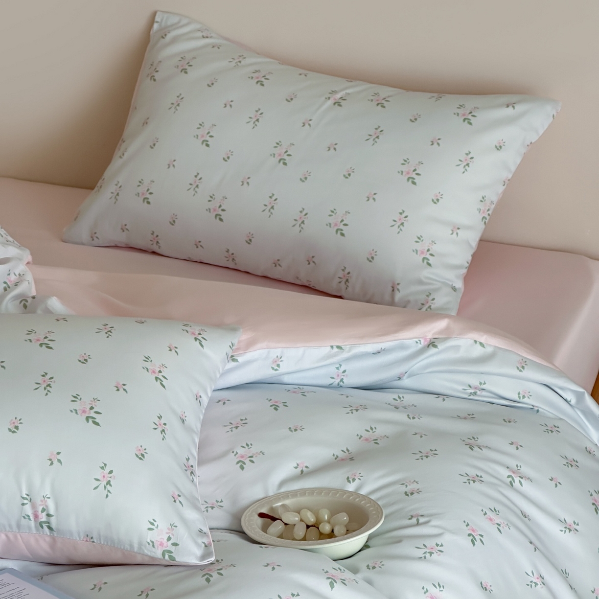 91家纺网 家纺一手货源 找家纺 桃喜 2026春夏新款ins风60支长绒棉纯棉四件套 （会员-5）严格控价 券后不低于159/179 蓝瓷碎花