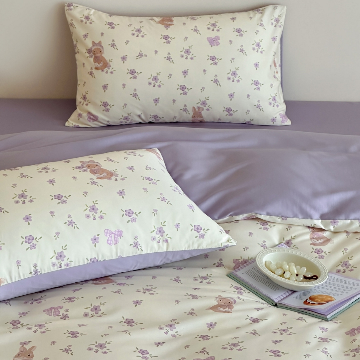 91家纺网 家纺一手货源 找家纺 桃喜 2026春夏新款ins风60支长绒棉纯棉四件套 （会员-5）严格控价 券后不低于159/179 鸢尾花兔兔