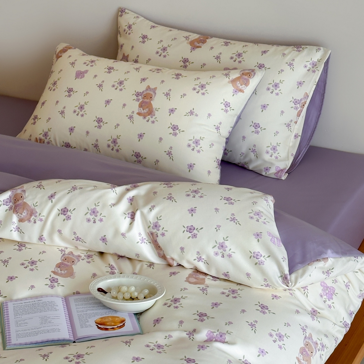 91家纺网 家纺一手货源 找家纺 桃喜 2026春夏新款ins风60支长绒棉纯棉四件套 （会员-5）严格控价 券后不低于159/179 鸢尾花兔兔