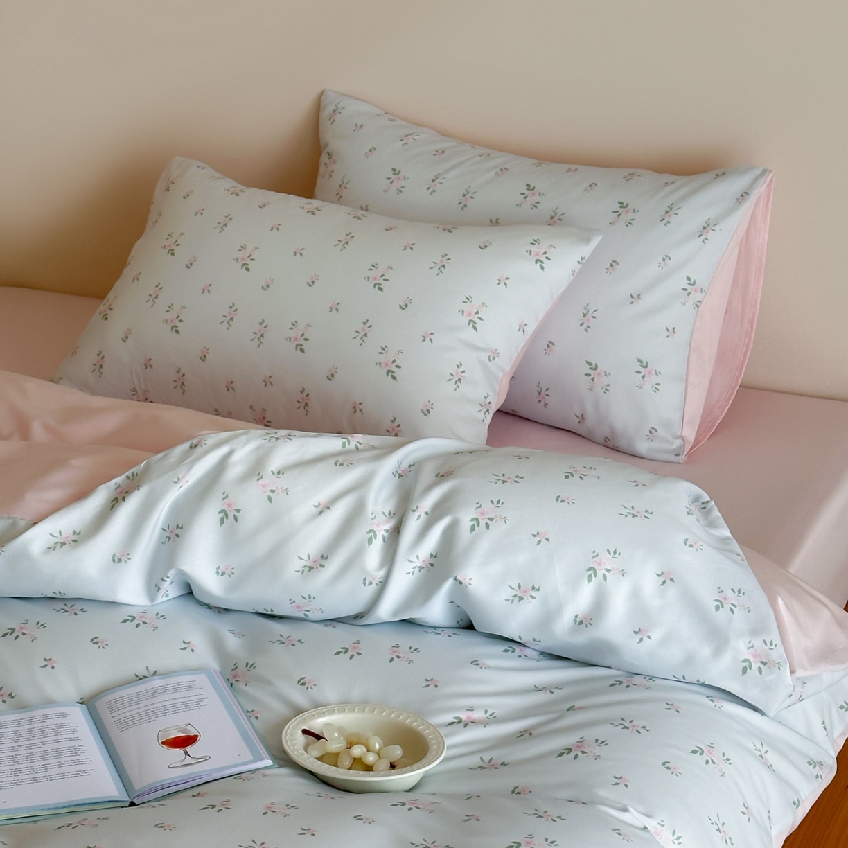 91家纺网 家纺一手货源 找家纺 桃喜 2026春夏新款ins风60支长绒棉纯棉四件套 （会员-5）严格控价 券后不低于159/179 蓝瓷碎花